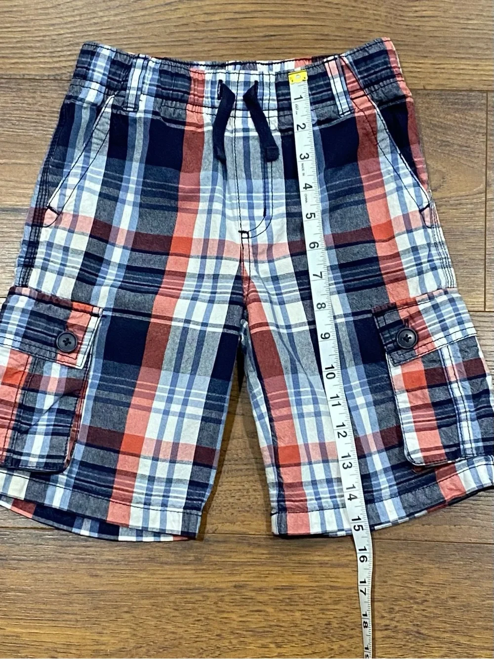 Gymboree Boys Patriotic Red White Blue Plaid Short Set Size 7